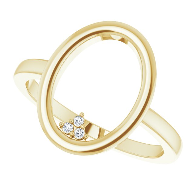 14K Gold Round Natural Diamond Open Circle Cluster Ring - Yellow Gold - view 5