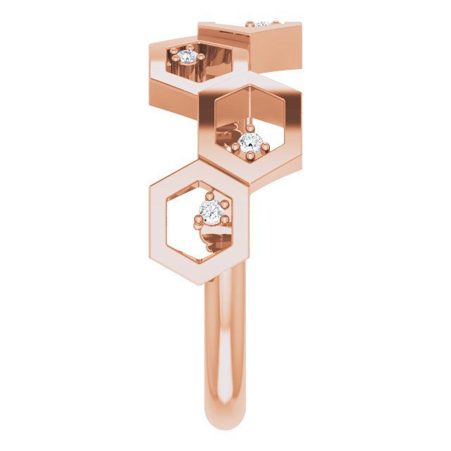 14K Gold Round Natural Diamond Honeycomb Ring - Rose Gold - view 4