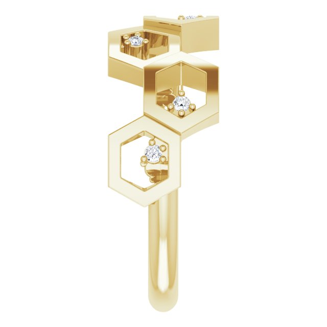 14K Gold Round Natural Diamond Honeycomb Ring - Yellow Gold - view 4