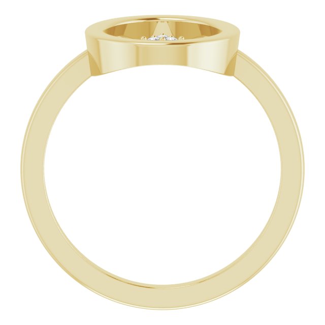 14K Gold Round Natural Diamond Open Circle Cluster Ring - Yellow Gold - view 2