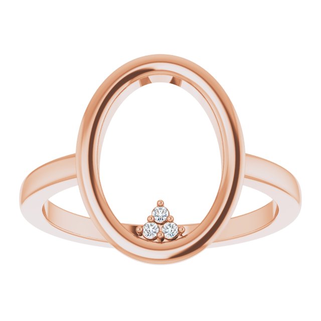 14K Gold Round Natural Diamond Open Circle Cluster Ring - Rose Gold - view 3