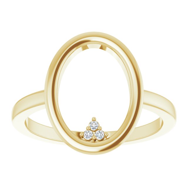 14K Gold Round Natural Diamond Open Circle Cluster Ring - Yellow Gold - view 3