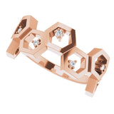 14K Gold Round Natural Diamond Honeycomb Ring - Rose Gold - view 5