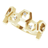 14K Gold Round Natural Diamond Honeycomb Ring - Yellow Gold - view 5