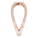 14K Gold Round Natural Diamond French-Set Cross Ring - Rose Gold - view 4