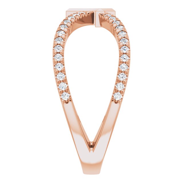 14K Gold Round Natural Diamond French-Set Cross Ring - Rose Gold - view 4