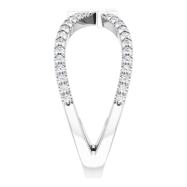 14K Gold Round Natural Diamond French-Set Cross Ring - White Gold - view 4