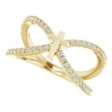 14K Gold Round Natural Diamond French-Set Cross Ring - Yellow Gold - view 5