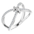 Platinum Round Natural Diamond French-Set Cross Ring