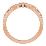 14K Gold Round Natural Diamond French-Set Cross Ring - Rose Gold - view 2