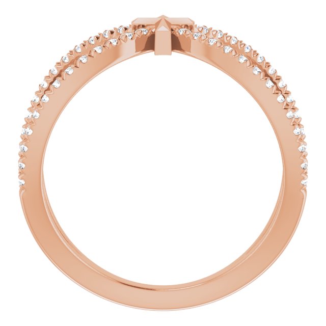 14K Gold Round Natural Diamond French-Set Cross Ring - Rose Gold - view 2