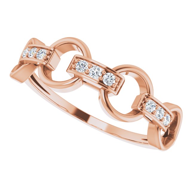 14K Gold Round Natural Diamond Link Ring - Rose Gold - view 5
