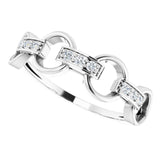 14K Gold Round Natural Diamond Link Ring - White Gold - view 5