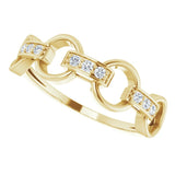 14K Gold Round Natural Diamond Link Ring - Yellow Gold - view 5