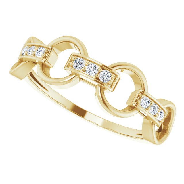 14K Gold Round Natural Diamond Link Ring - Yellow Gold - view 5
