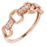 14K Gold Round Natural Diamond Link Ring - Rose Gold