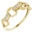 14K Gold Round Natural Diamond Link Ring - Yellow Gold