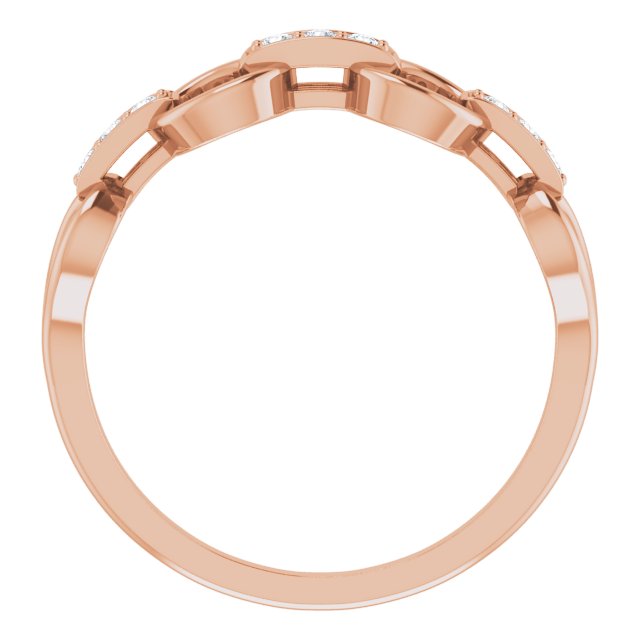 14K Gold Round Natural Diamond Link Ring - Rose Gold - view 2