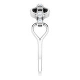 14K Gold Round Natural Diamond Link Ring - White Gold - view 4