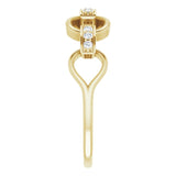 14K Gold Round Natural Diamond Link Ring - Yellow Gold - view 4