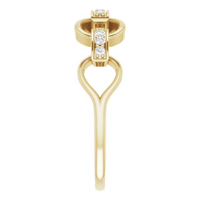 14K Gold Round Natural Diamond Link Ring - Yellow Gold - view 4