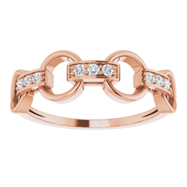 14K Gold Round Natural Diamond Link Ring - Rose Gold - view 3