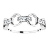 14K Gold Round Natural Diamond Link Ring - White Gold - view 3