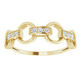 14K Gold Round Natural Diamond Link Ring - Yellow Gold - view 3