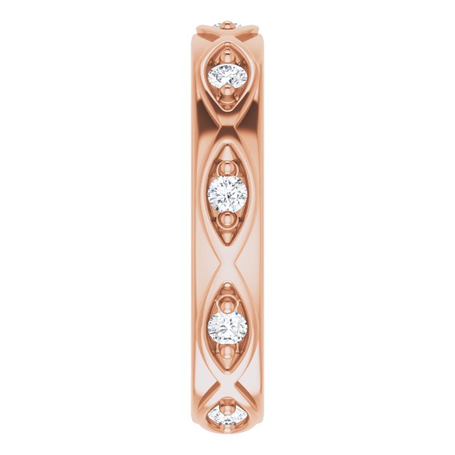 14K Gold Round Natural Diamond Eternity Band – 1/5 CTW - Rose Gold - view 4