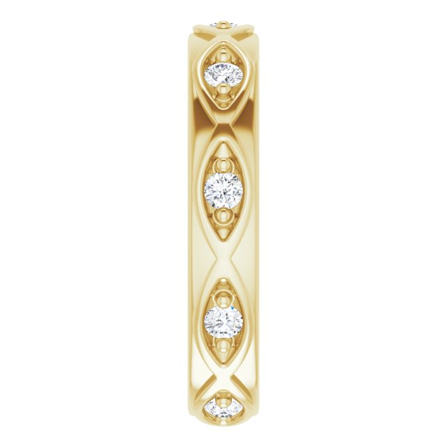 14K Gold Round Natural Diamond Eternity Band – 1/5 CTW - Yellow Gold - view 4