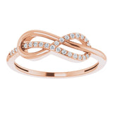 14K Gold Round Natural Diamond Infinity-Inspired Ring VI - Rose Gold - view 3