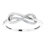 14K Gold Round Natural Diamond Infinity-Inspired Ring VI - White Gold - view 3