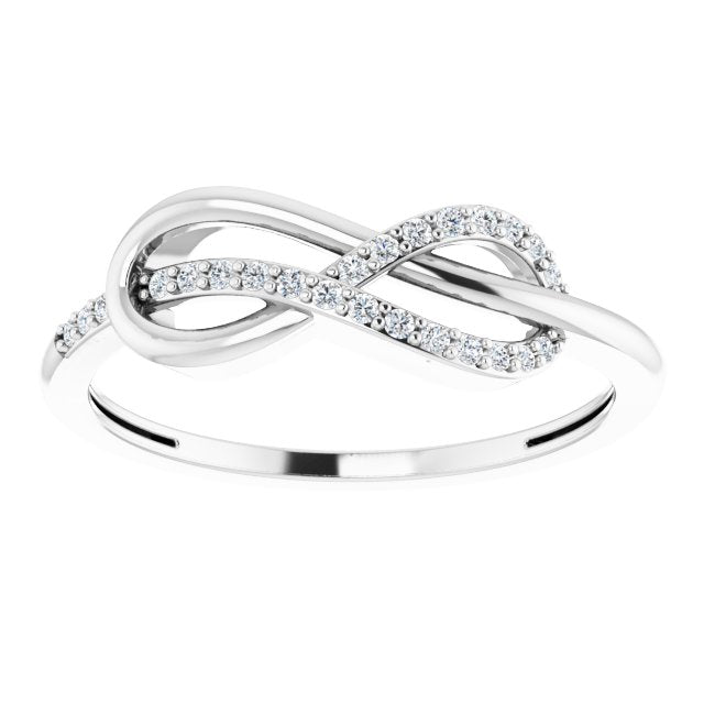 14K Gold Round Natural Diamond Infinity-Inspired Ring VI - White Gold - view 3