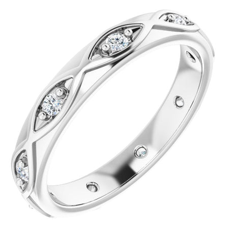 14K Gold Round Natural Diamond Eternity Band – 1/5 CTW - White Gold