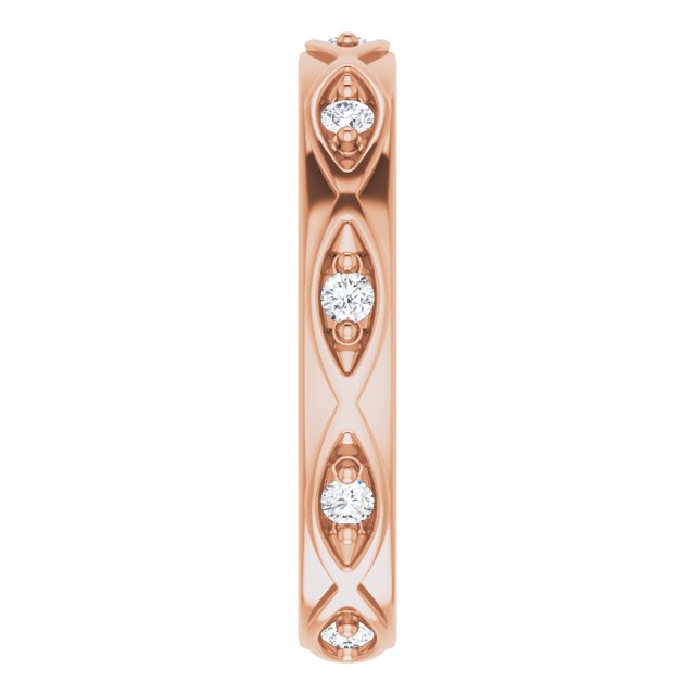 14K Gold Round Natural Diamond Eternity Band – 1/5 CTW - Rose Gold - view 4