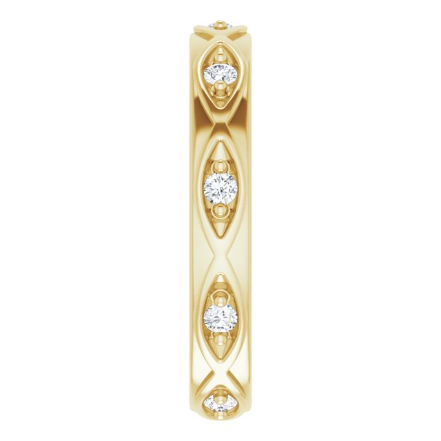 14K Gold Round Natural Diamond Eternity Band – 1/5 CTW - Yellow Gold - view 4