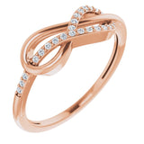 14K Gold Round Natural Diamond Infinity-Inspired Ring VI - Rose Gold