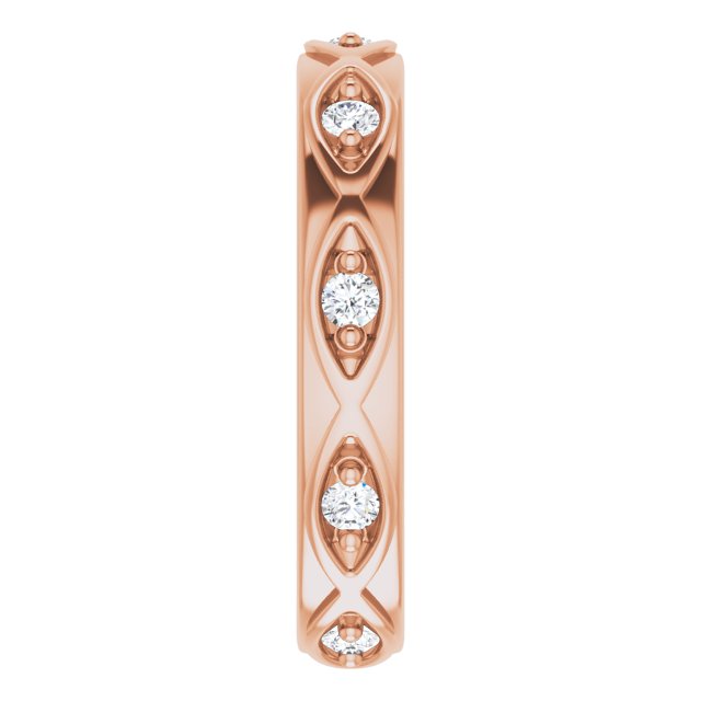 14K Gold Round Natural Diamond Eternity Band – 1/5 CTW - Rose Gold - view 4