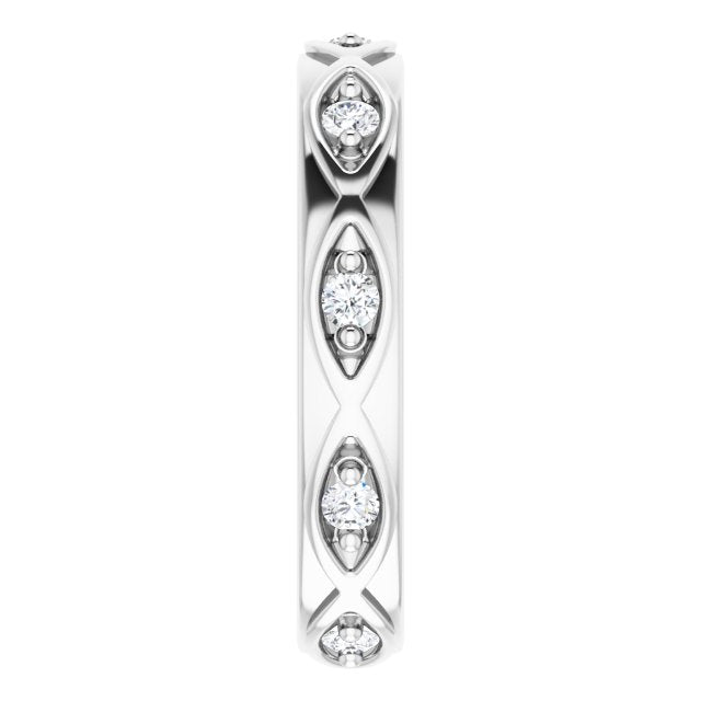 14K Gold Round Natural Diamond Eternity Band – 1/5 CTW - White Gold - view 4
