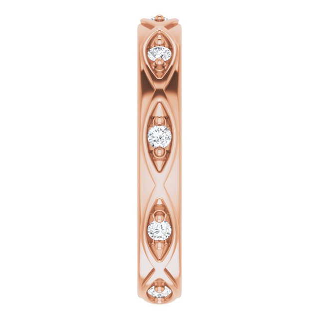 14K Gold Round Natural Diamond Eternity Band – 1/5 CTW - Rose Gold - view 4
