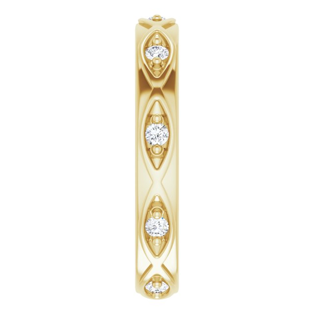 14K Gold Round Natural Diamond Eternity Band – 1/5 CTW - Yellow Gold - view 4