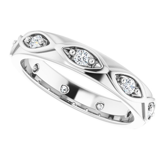 14K Gold Round Natural Diamond Eternity Band – 1/5 CTW - White Gold - view 5