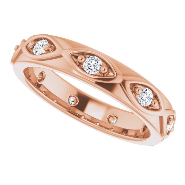 14K Gold Round Natural Diamond Eternity Band – 1/5 CTW - Rose Gold - view 5