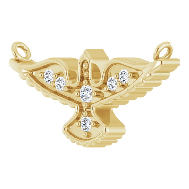 14K Gold Round Lab-Grown Diamond Petite Holy Spirit Necklace - Yellow Gold - view 2