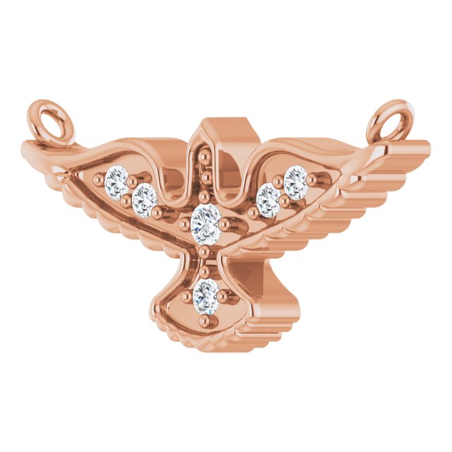 14K Gold Round Natural Diamond Petite Holy Spirit Necklace - Rose Gold - view 2