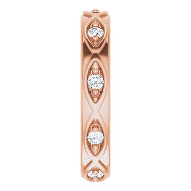 14K Gold Round Natural Diamond Eternity Band – 1/5 CTW - Rose Gold - view 4