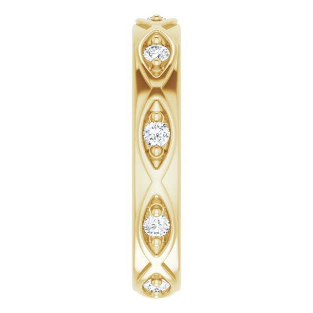 14K Gold Round Natural Diamond Eternity Band – 1/5 CTW - Yellow Gold - view 4