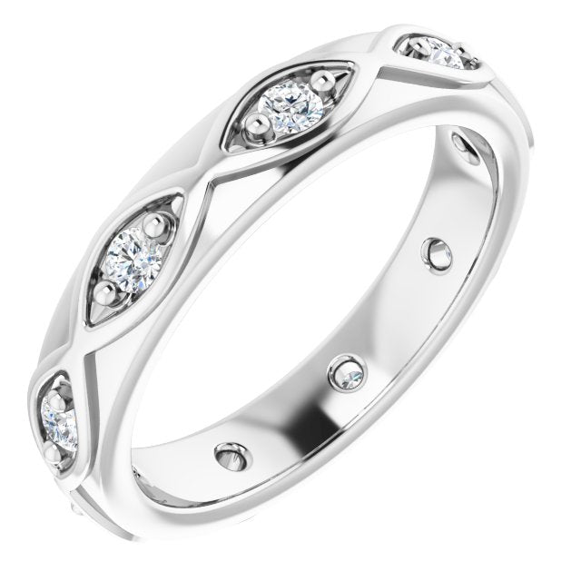 14K Gold Round Natural Diamond Eternity Band – 1/5 CTW - White Gold