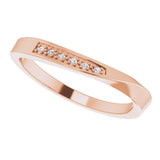 14K Gold Round Natural Diamond Stackable Wave Ring - Rose Gold - view 5