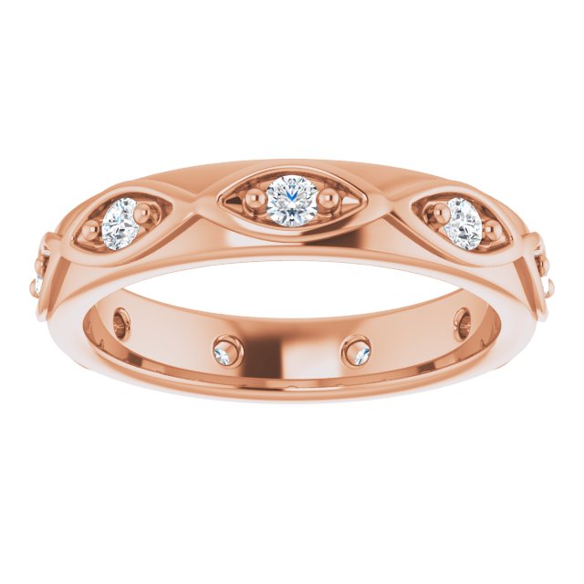 14K Gold Round Natural Diamond Eternity Band – 1/5 CTW - Rose Gold - view 3